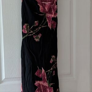 Elegant Black and Pink Floral Dress